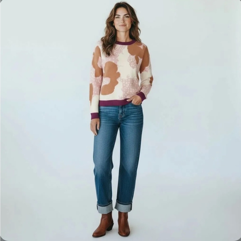 Sz L Fate NWOT $88 MSRP Retro Daisy SWEATER